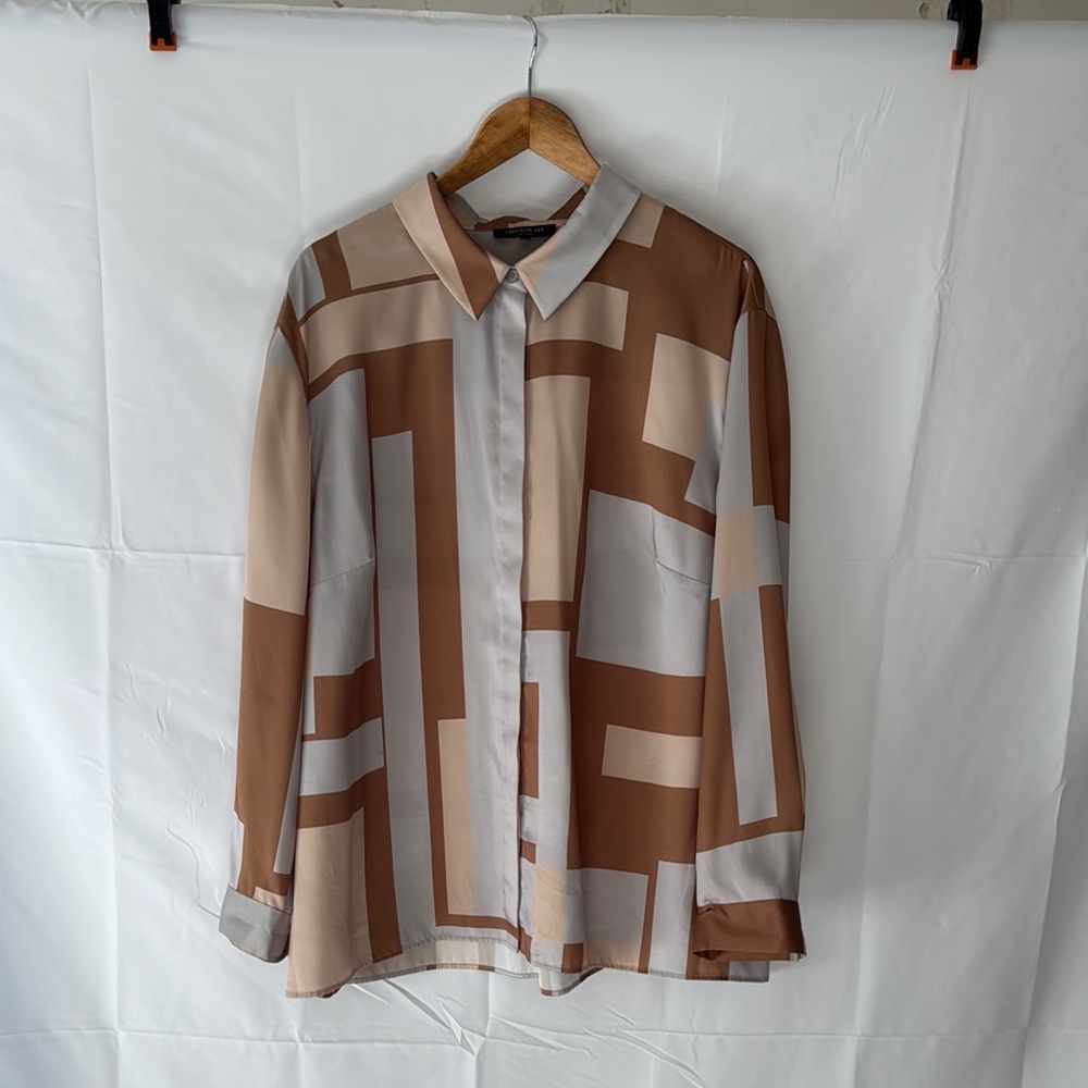 Geometric Patterned Button-Up Shirt